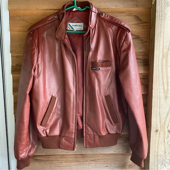 Members Only Brown Leather Jacket - Picture 3 of 15